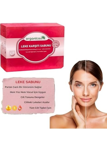 Organicsun Doğal Leke Karşıtı Sabun 140 gr Tüm Cilt Tipleri Için Cilt Lekelerine Karşı