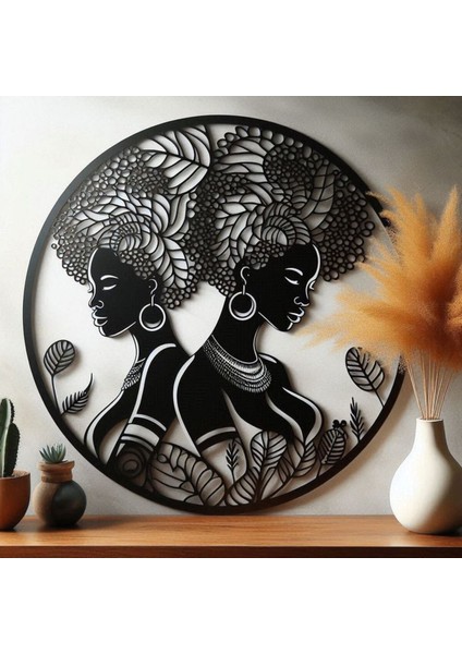 Dekoratif Mdf Afrıka Kadın Temalı Duvar Figürü