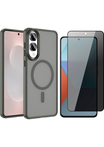 Galaxy S25 Edge Kılıf M-safe Şarj Özellikli Mat Arka Yüzey Vendas Sio Kapak + Hayalet Cam Ekran Koruyucu