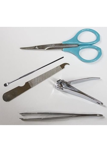 Promosyonca Manikür Seti, 5 Parça, Tırnak Makası, Törpü, Tırnak Pensi, Cımbız, Makas (Mor)