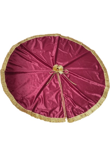 , Yılbaşı Çam Ağacı Altı Örtüsü, Çam Ağacı Ayak Halısı Örtüsü, Bordo Renk, Kadife, 90 cm fiyatları