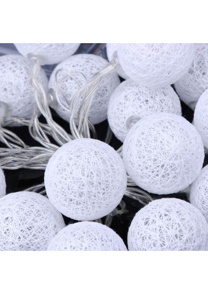 2m 10'lu Işıklı Beyaz Top Dekoratif Süs Pilli fiyatları