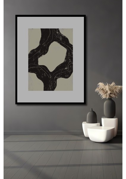 Dekoratif Ahşap Dikdörtgen Tablo Soyut Sanat Şekilleri Çerçeve Görünümlü