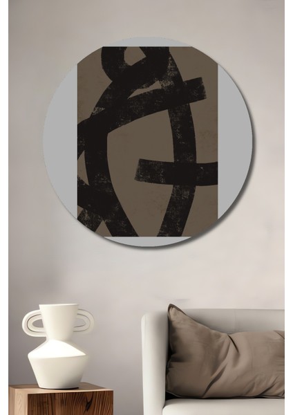 Dekoratif Ahşap Yuvarlak Tablo Soyut Sanat Dalgası