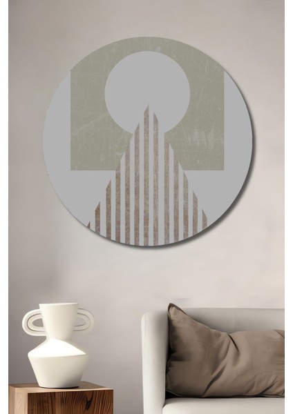 Dekoratif Ahşap Yuvarlak Tablo Geometrik Sembolizm