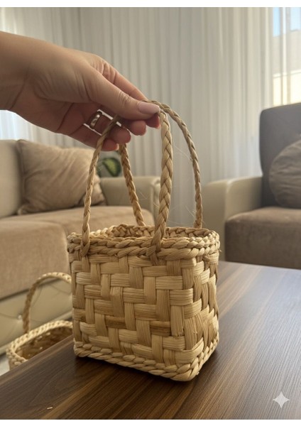 Mini Hasır El Çantası El Yapımı – Doğal El Örgüsü