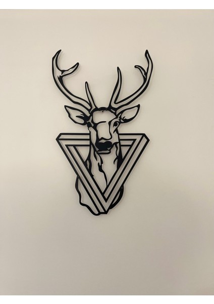 Üçgen Çerçeveli Geyik Figürlü Metal Tablo | Modern Duvar Dekoru modelleri