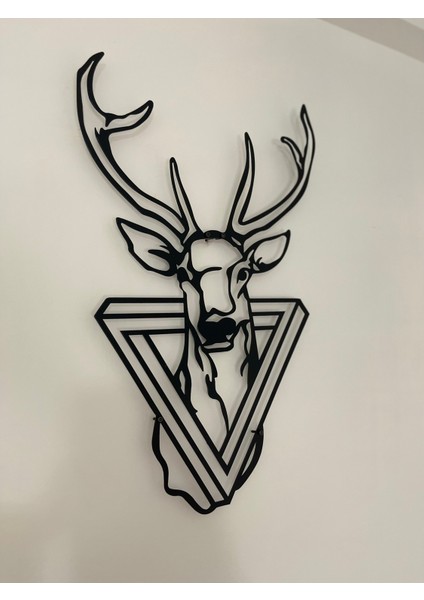 Üçgen Çerçeveli Geyik Figürlü Metal Tablo | Modern Duvar Dekoru fırsatları