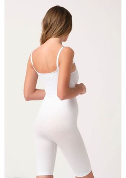 Techmrt Beyaz Kadın Paçalı Boy Dikişsiz Korse - 751 - Beden L fiyatları