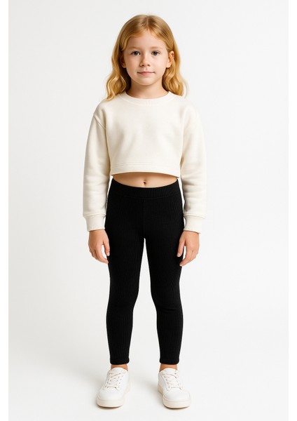 Yeni Sezon Şardonlu Fitilli Tayt Siyah