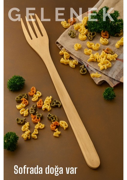 Doğal Gürgen Ağacı Servis Çatalı – 25 Cm, El Yapımı Ahşap Mutfak Gereci 722244