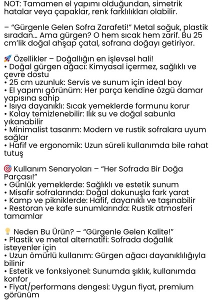 Doğal Gürgen Ağacı Servis Çatalı – 25 Cm, El Yapımı Ahşap Mutfak Gereci 722244 fiyatları