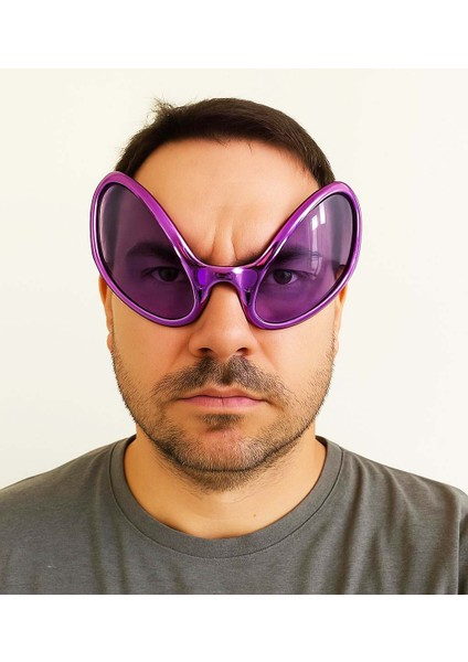 Retro Gözlük - 80 Li 90 Lı Yıllar Parti Gözlüğü Mor Renk 8X13 cm fiyatları