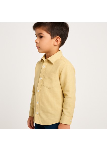 Keten Gömlek Pamuklu Krem