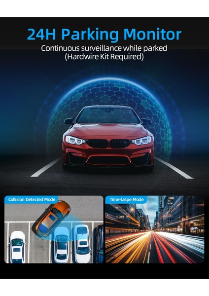 D28 Wifi Dashcam Araç Ön Arka, 4K+1080P, Araç Kamerası Araç Kamerası 64GB Sd Kart Hediye fırsatları