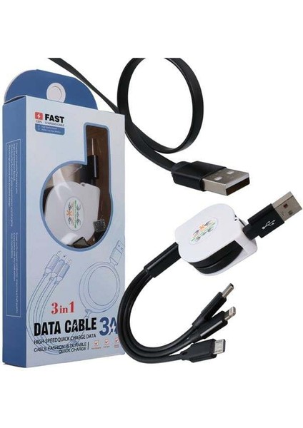 Pm-26346 3 In 1 Siyah Şarj Kablosu