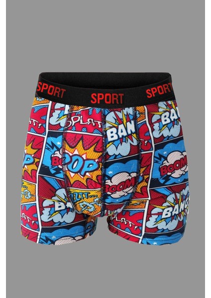 Desenli Düz Karışık Erkek 9'lu Paket Pamuklu Boxer