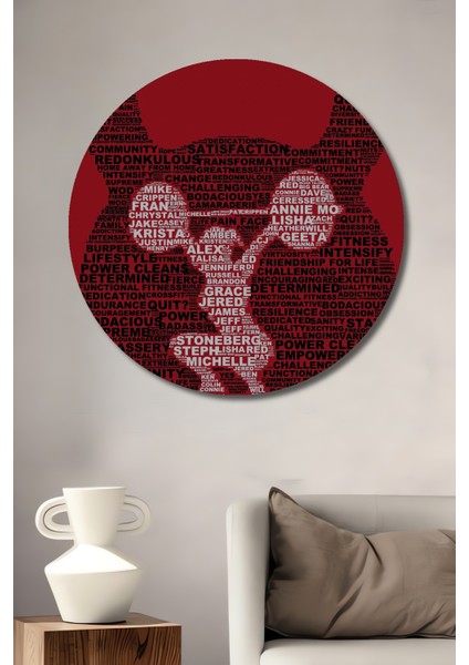 Kettlebell ve Halterci Dekoratif Ahşap Mdf Ev/işyeri Duvar Tablo Yuvarlak Ev/işyeri Duvar Tablo