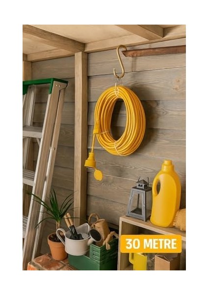 Seyyar Uzatma Kablosu, Erkek ve Dişi Fiş Kaplinli, Kapaklı Prizli, 3x2.5 Mm, Kalın Kablo, Bahçe, Şantiye, Atölye ve Dış Mekan Kullanımına Uygun, Güvenli Güç Bağlantı Kablosu (30 Metre) fiyatları