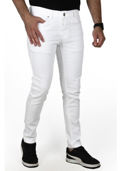 Beyaz Likralı Jeans Skinny Fit Esnek Kot Pantolon 2004157 fiyatları