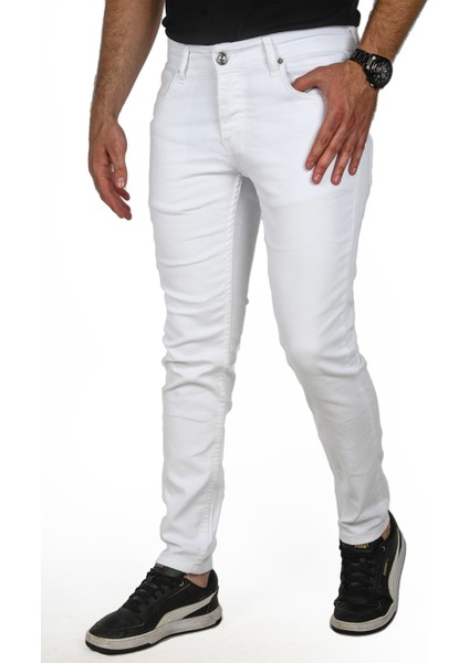 Beyaz Likralı Jeans Skinny Fit Esnek Kot Pantolon 2004157 modelleri