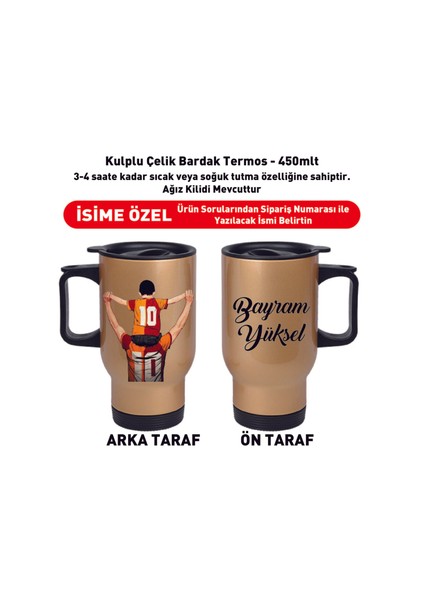 Kulplu Çelik Bardak Termos - 450MLT - Isime Özel - Metin Oktay