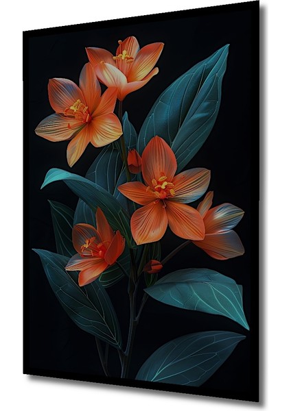 Çerçeve Görünümlü Turuncu Çiçekler Ahşap Mdf Dekoratif Ev Duvar Tablo Dikdörtgen Ev Duvar Tablo fiyatları