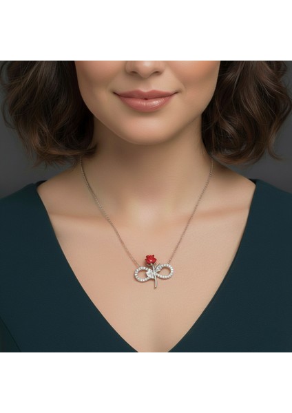 - 925 Ayar Gümüş Sonsuzluk Gül Tasarım Kolye fiyatları