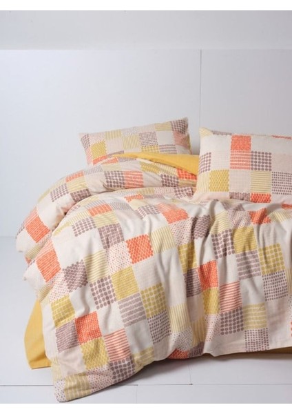 Flanel Nev Takımı Çift Kişilik Palm Hardal