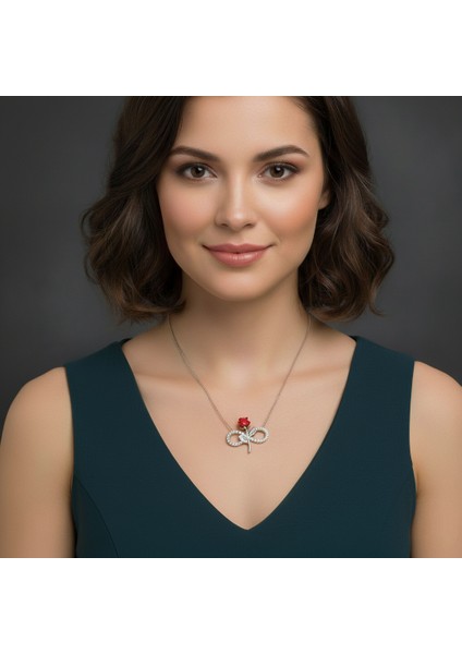 - 925 Ayar Gümüş Sonsuzluk Gül Tasarım Kolye modelleri