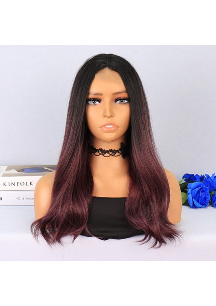 Siyah Açık Kızıl Ombreli Tül Peruk