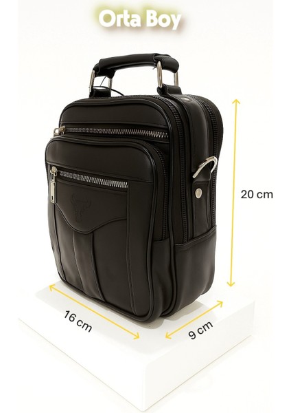 Hakiki Deri Postacı Kasalı El ve Omuz Çantası-Orta Boy