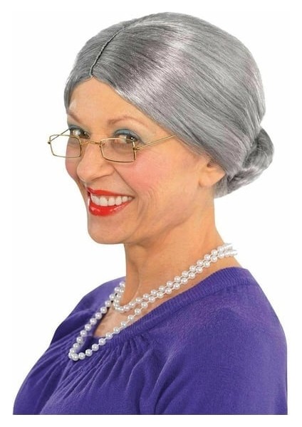 Gri Renk Yaşlı Peruğu Takma Saç Büyükanne Peruğu Yetişkin Çocuk Uyumlu modelleri