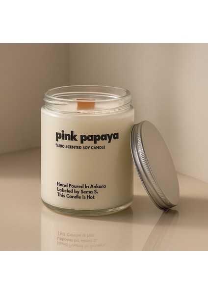 : Pink Papaya : Cam Kavanozda Kokulu %100 Soya Mum (Papaya Tohumu, Kiraz Çiçeği, Şakayık)