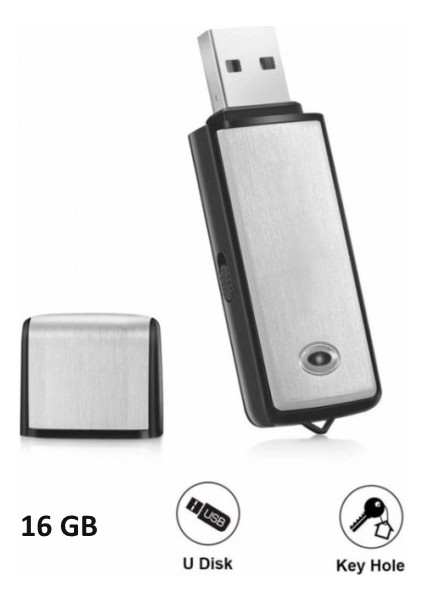 16 GB Çift Mikrofonlu Gümüş Renk USB Ses Kayıt Cihazı
