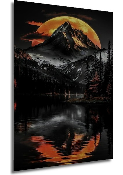 Ateşli Gün Batımı Dağ Manzarası Ahşap Mdf Dekoratif Tablo Dikdörtgen Tablo modelleri