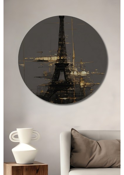 Soyut Eyfel Kulesi Ahşap Mdf Dekoratif Ev/işyeri Duvar Tablo Yuvarlak Ev/işyeri Duvar Tablo
