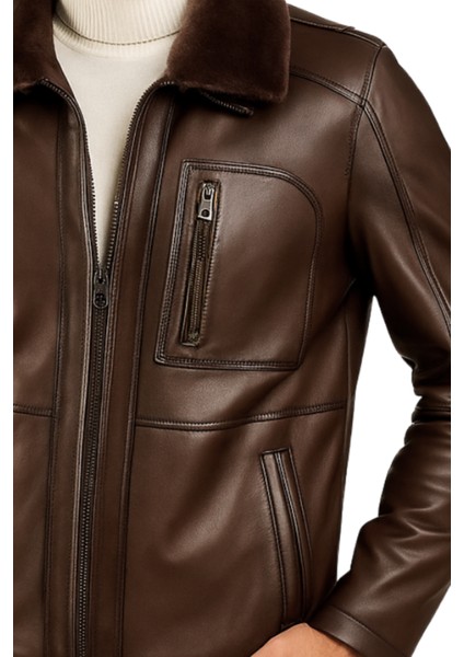 Carlos Hakiki Deri Erkek Kestane Karartma Seyyar Kürk Yaka Mont fiyatları