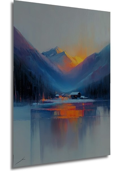 Dağ Evi Gün Batımı Dekoratif Ahşap Mdf Ev/işyeri Duvar Tablo Dikdörtgen Ev/işyeri Duvar Tablo modelleri