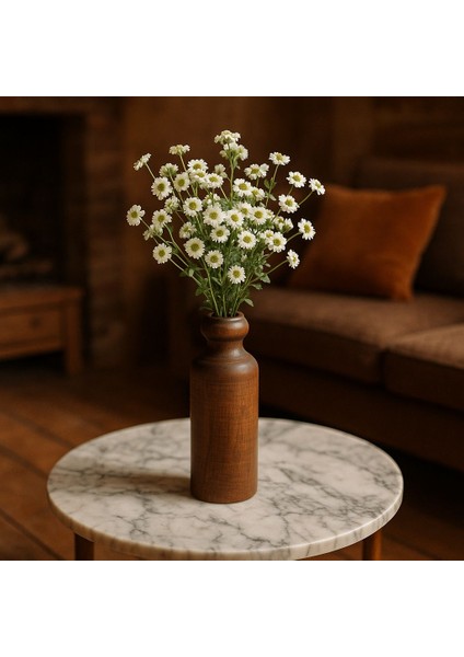 Ahşap Vazo Ceviz Rengi - 18CM & 7cm Dekoratif Vazo, Rustik Vazo, El Yapımı Ahşap Dekor Çiçeklik modelleri