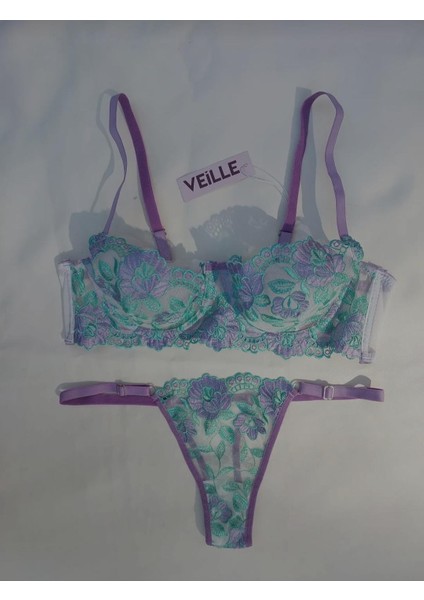 La Vıor Çiçek Nakışlı Balenli Sütyen Takımı