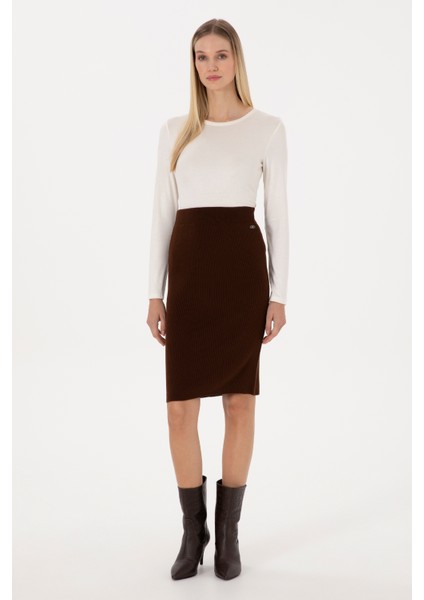 Kadın Koyu Kahverengi Etek (Triko) 50315594-VR084
