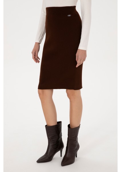 Kadın Koyu Kahverengi Etek (Triko) 50315594-VR084 fiyatları