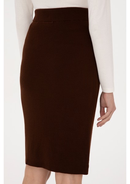 Kadın Koyu Kahverengi Etek (Triko) 50315594-VR084
