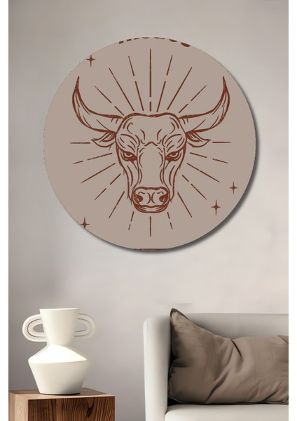 Dekoratif Ahşap Yuvarlak Tablo Boğa Burcu