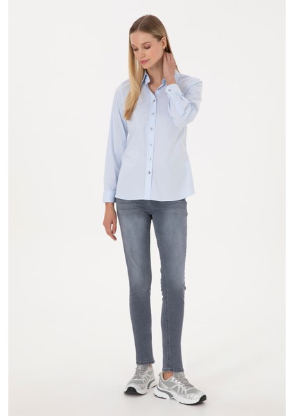 Kadın Açık Mavi Gömlek Basic 50308024-VR003 fırsatları