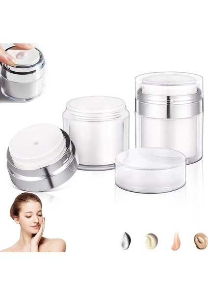 Yenigeldi 50 ml (Büyük Boy) Havasız Pompa Vakumlu Şişe Kapaklı Yeniden Doldurulabilir Krem Kavanozu,şeffaf Beyaz modelleri