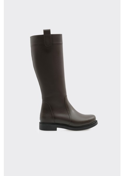 Hakiki Deri Düz Taban Kadın Çizme