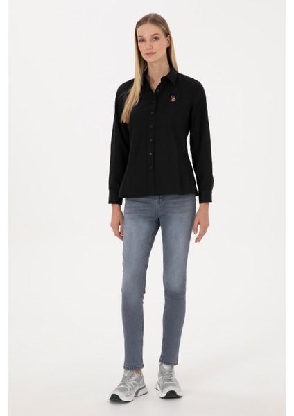 Kadın Siyah Gömlek Basic 50308043-VR046 fırsatları