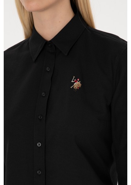 Kadın Siyah Gömlek Basic 50308043-VR046